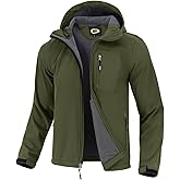 FARVALUE Men's Softshell Jacket with Hood Fleece Lined Windproof Coat Lightweight Waterproof Insulated Winbreaker for Hiking