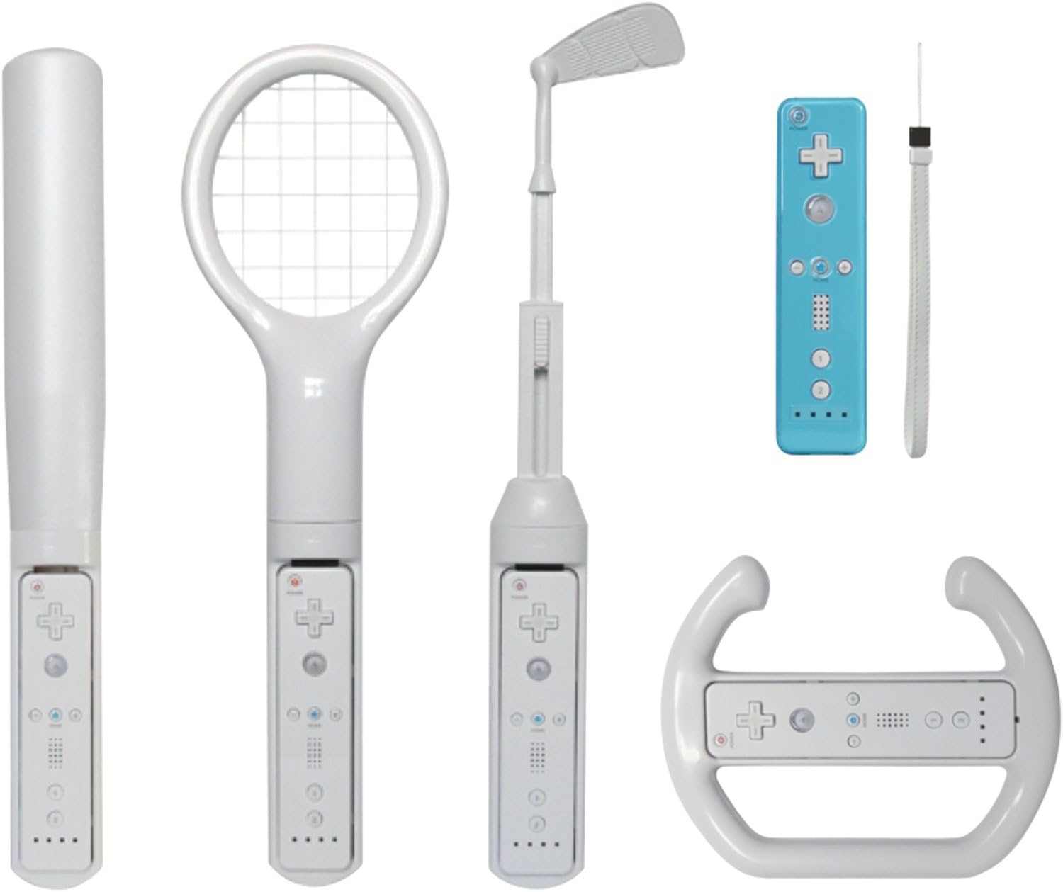 6 in 1 Wii Controller Sports Pack Golf Tennis Baseball Bat Steering