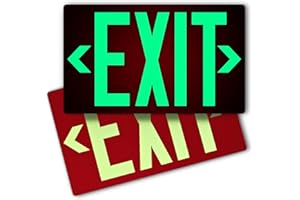 SASELUX Photoluminescent Exit Sign Aluminum - Adhesive Backing Glow In The Dark - Removable Arrows Included - 12x7 Inches - Non Electrical Red Exit Light For 50 Feet Visibility (2 Pack)