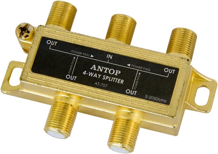 High Performance LowLoss 4 Way Coaxial Splitter for HDTV, TV Antenna and Satellite