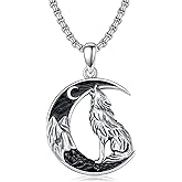 Flpruy Gothic Jewelry for Men Women 925 Sterling Silver Black Crescent Moon Pendant with Mountain Necklace Goth Jewelry Gifts