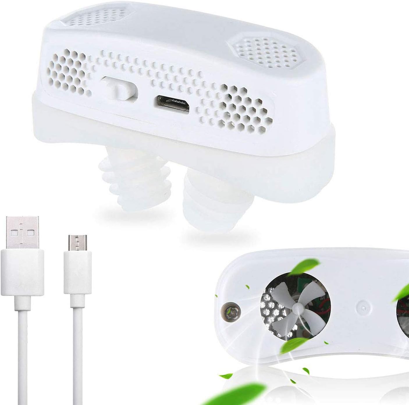 3 in 1 Anti Snoring Devices,Sleeping Breath Aids[New Version]Natural Solution to Prevent Snoring and Purify Breath air PM2.5 Filter for Ease Breathing Comfortable Sleeping(White)