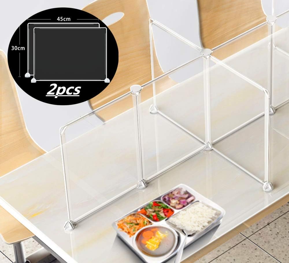 Desk Partitions Desktop Sneeze Guard, Plastic Classroom Desk Dividers,Transparent Protection partition, Prevent Droplets and Sneeze,Suitable for Classrooms, Restaurants etc. (2PCS, 30X45cm)