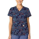 Carhartt Scrubs C13414 Women's Modern Fit V-Neck Print Scrub Top X-Large Diamond Clusters