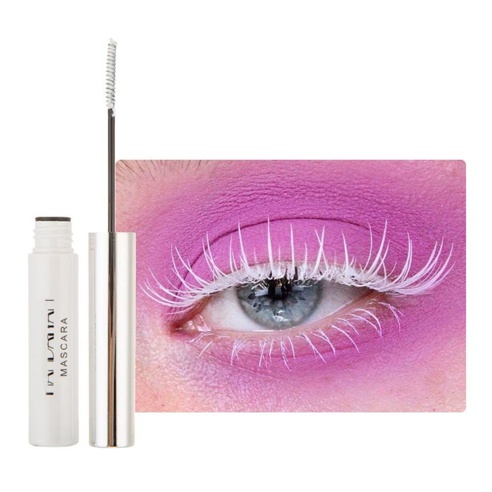 Allbestaye 4D Fiber White Mascara - Colorful, Waterproof, Fine Brush, Long-lasting, Thick & Long Eyelashes (#02 White)