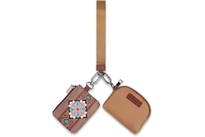 Sunpour Mini Zip Around Wristlet keychain Wallet for Women Dual Pouch Wristlet Portable wallet Coin Purse Women Coin Pocket