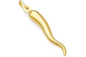 THE WORLD JEWELRY CENTER 14k REAL Yellow Gold Cornicello Italian Horn Charm Pendant - 4 Different Size Available