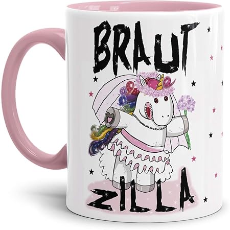 Tassendruck Einhorn Tasse Braut Zilla Unicorn Geschenk Idee Freunde Sterne Innen Henkel Rosa Amazon De Kuche Haushalt