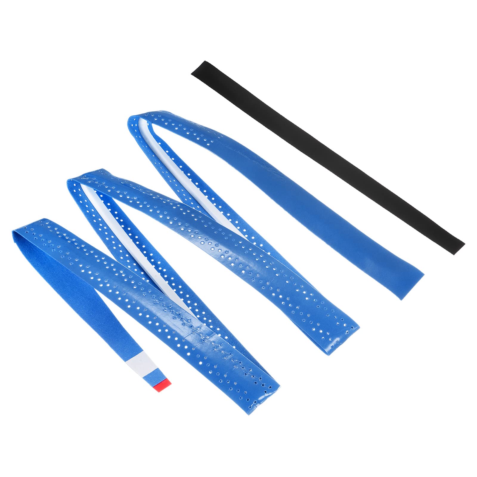 PATIKIL 43.3" Tennis Racket Grip Tape with Damping Ridges, 12 Pack Overgrip Perforated Absorbent Non-Slip for Badminton Fishing Rod, Blue