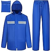 Rain Gear for Men Women Waterproof Lightweight Rain Suits Hideaway Hood Rain Jacket and Rain Pants for Outdoor