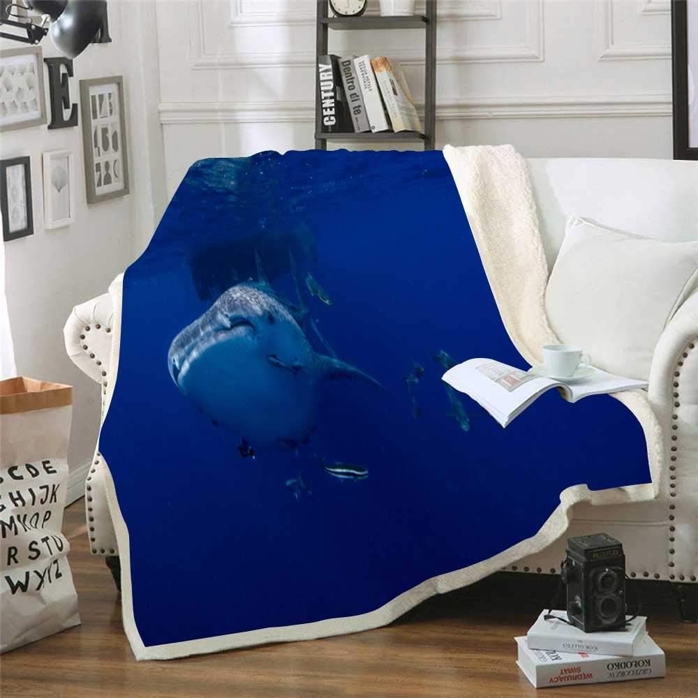 Musesh Winter Warm Blankets 60X80 Inch Whale Shark Typus Fleece Light Blanket for Kids,Bed,Sofa