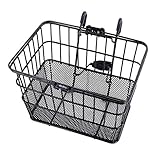Ohuhu Bike Basket Rust-Proof Quick Release Front Handlebar Bicycle Lift Off Baskets with Holder, Mesh Bottom