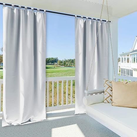Amazon Com Nicetown Greyish White Outdoor Curtain Triple Weave