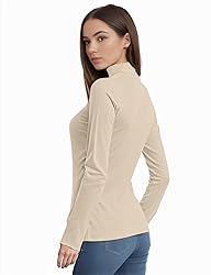 Womens Long Sleeve Turtleneck T-Shirts Mock Neck