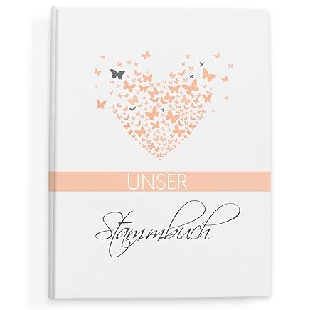 bigdaygraphix Stammbuch der Familie Familienstammbuch Butterflyheart apricot
