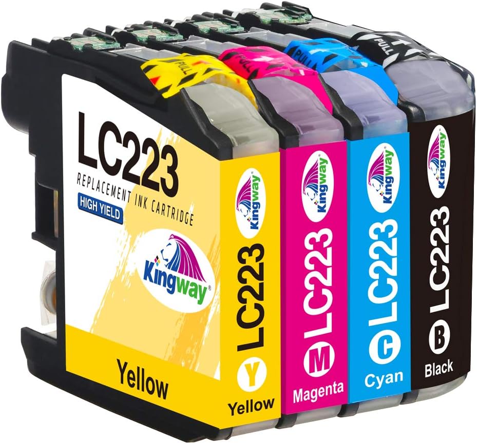 KINGWAY LC223 Ink Cartridges Replacement for Brother LC223 Ink Compatible with DCP-J4120DW MFC-J5625DW MFC-J5320DW MFC-J4625DW MFC-J4620DW MFC-J5720DW MFC-J480DW MFC-J5620DW MFC-J4420DW