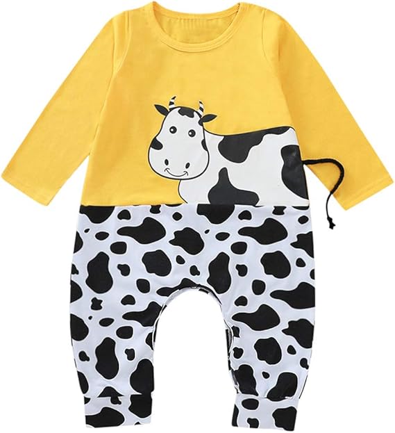 Amazon Co Jp Cousannory ベビー服 牛 ロンパース 赤ちゃん 男の子 女の子 長袖 カバーオール 子供 アニマル 動物 コスチューム 21 丑年 可愛い 着ぐるみ 干支 牛なりきり 普段着 ルームウェア 年賀状 お正月 記念撮影 プレゼント イエロー 74 服 ファッション小物