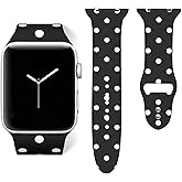 Black White Polka Dot Compatible With Apple Watch Band 40mm/38mm, 44mm/42mm For Women Men, Replacement For Iwatch Series Se/7/6/5/4/3/2/1 Gen Silicone Strap