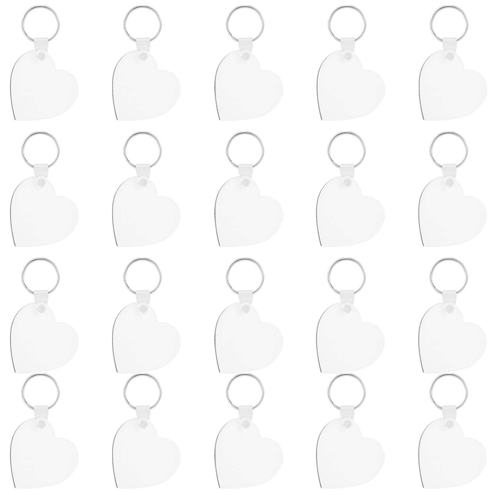 Sublimation Blank Heart Keychains, Blanks Wooden Hard Board MDF Keyrings Key Tags with Split Rings 20 Pieces