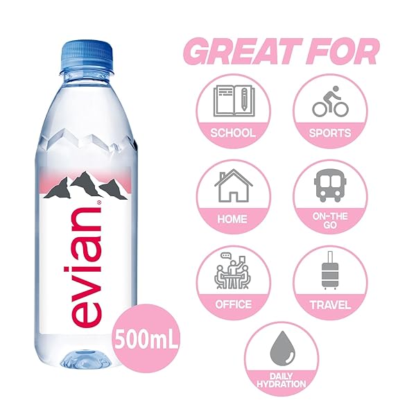 EVIAN NATURAL SPRING WATER, 1 L BOTTLES, 6 PACK