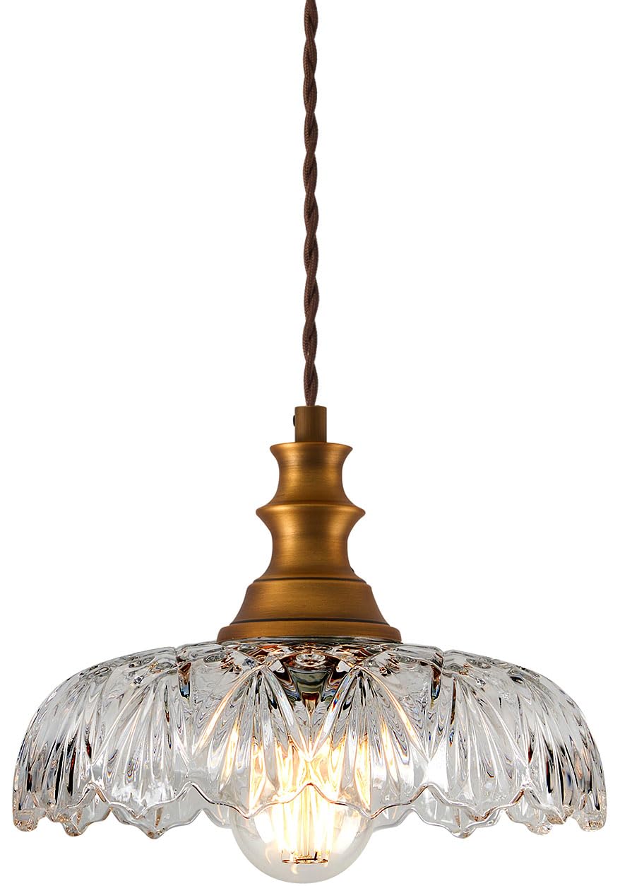 Photo 1 of Vintage/Antique Brass Glass Pendant Light Fixture Over Sink/Table for Kitchen Island,Farmhouse Gold Hanging Pendant Chandelier for Bedroom Hotel Dining Room