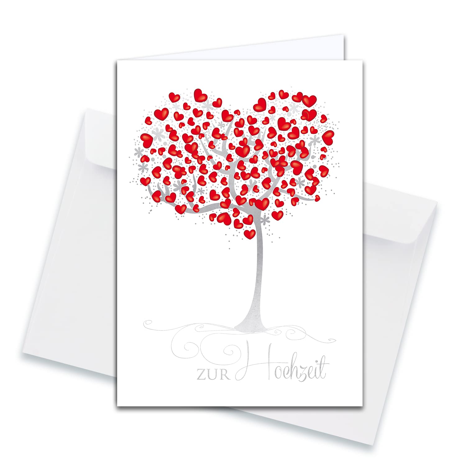 XXL wedding congratulations card, DIN A4 - large wedding card - 1 piece - set with large envelope DIN C4 - tree with hearts