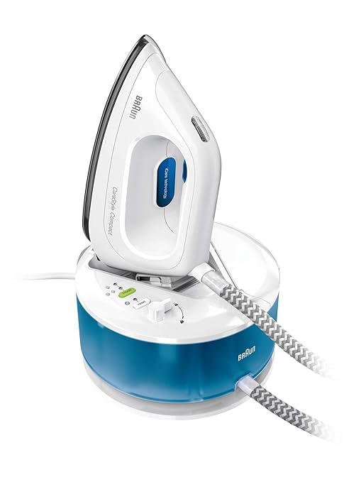 Braun CareStyle Compact IS2043 Dampfbügelstation – Dampfbügeleisen mit FreeGlide 3D-Bügelsohle, Vertikaldampf, 2200 W, Pumpen
