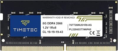 Timetec 8GB DDR4 2666MHz SODIMM PC4-21300 260-Pin Laptop RAM 1.2V CL19