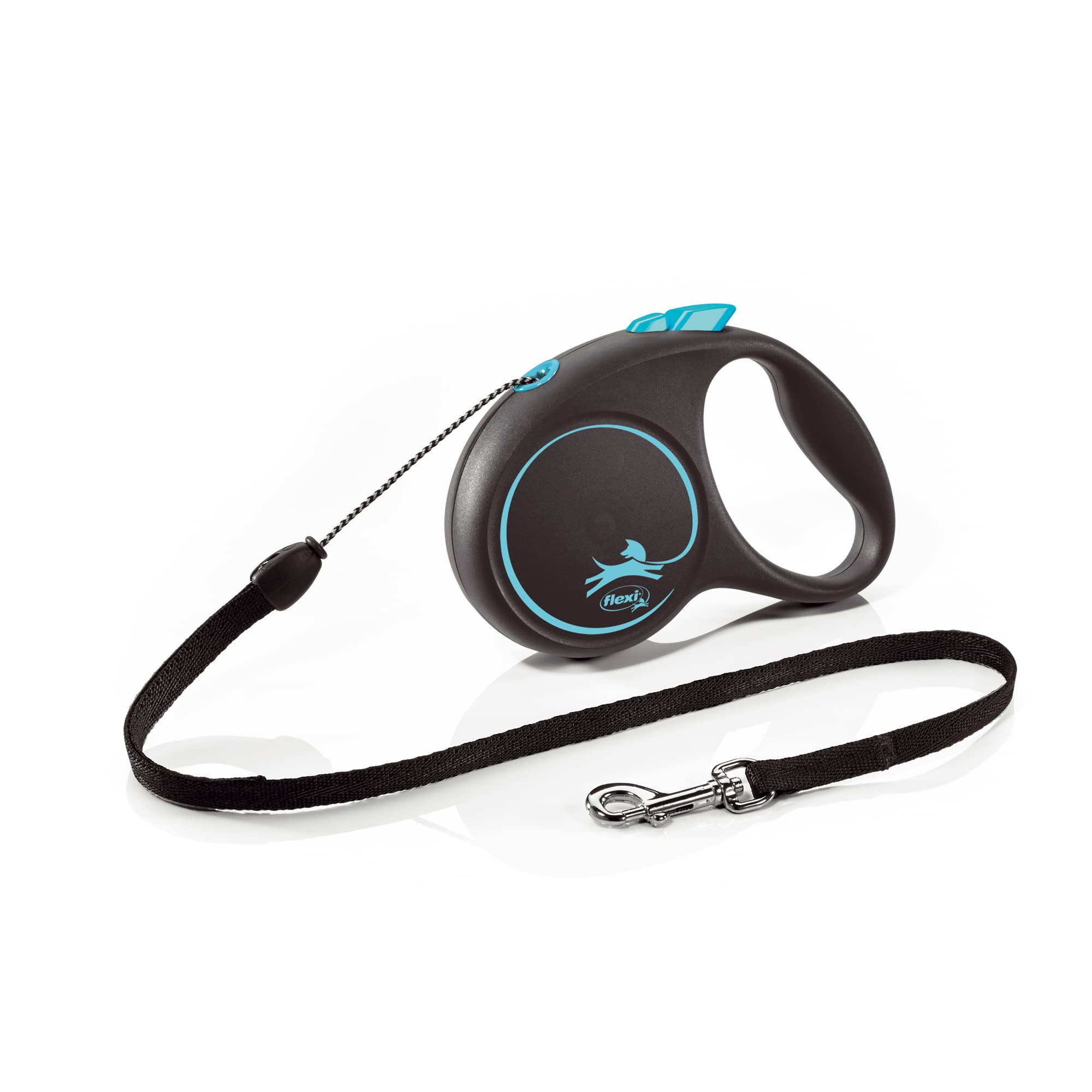 flexi Black Design S Cord 5 m black/blue, retractable leash for dogs up to 12 kg