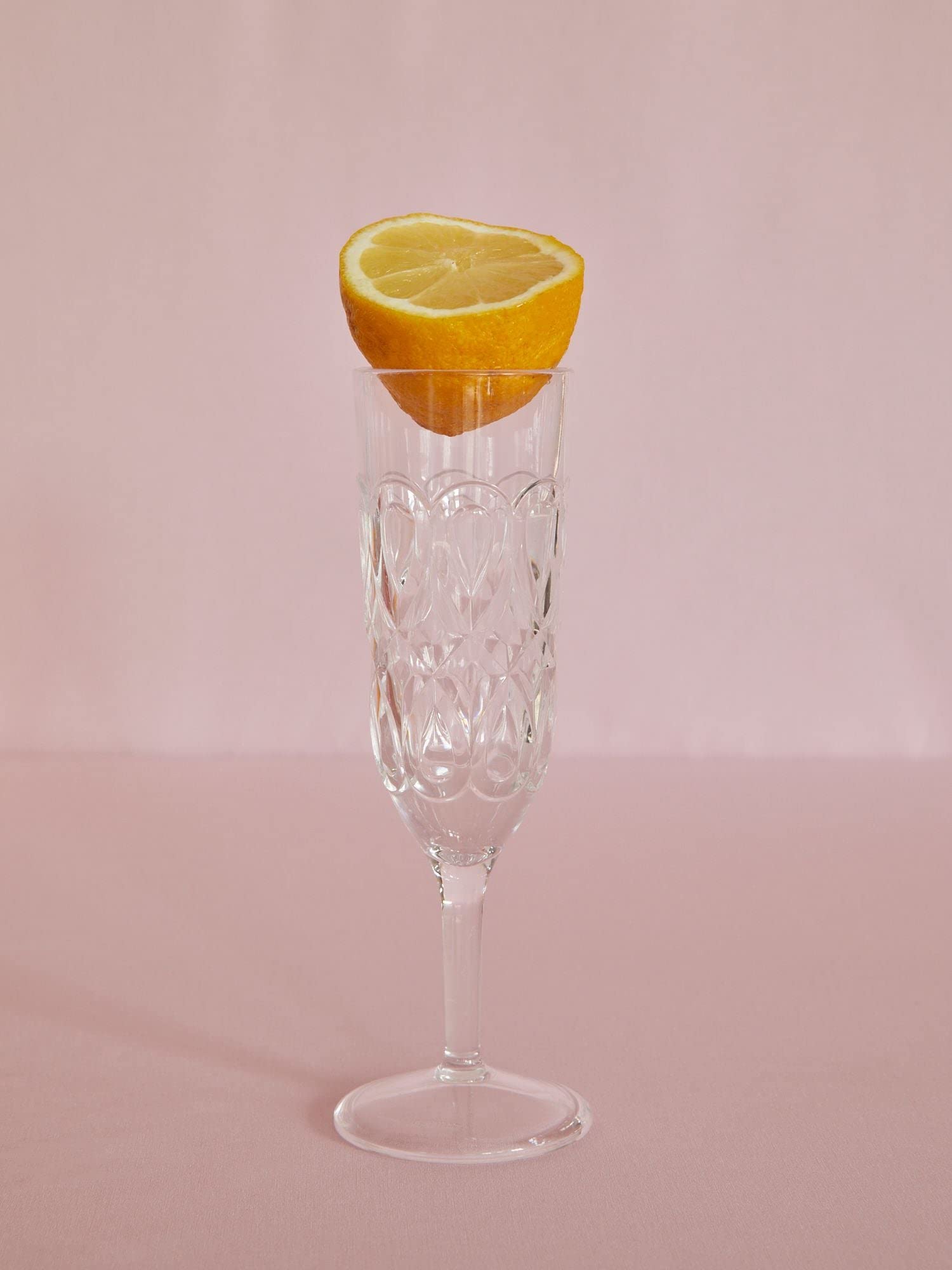 Rice Acrylic Champagne Glass, Swirly Embossed Pattern: Clear