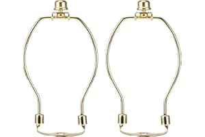 Saangseon Short Lamp Harp, 6 Inch Brass Lampshade Holder Kit Replacement with Finial and Detachable Saddle Base, Light Duty, Pack 2 Harps for Lamps DIY Lighting Accessories Lampshade Bracket
