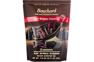 Bouchard Dark Belgian Chocolate (72% Cacao) | Individually Wrapped in Resealable Bag | No Soy, No Vanilla, No Nonsense | Non-GMO, Gluten Free, OU-D Kosher