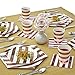 SILVER SPOONS PARTY DISPOSABLE 36 PC DINNERWARE SET | 18 Dinner Plates | 18 Side Plates | Heavyweight Paper Plates | Hexagon Design | Biodegradable Plates (Stripe Collection – Rose)