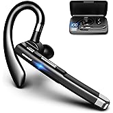 Hsility Bluetooth Headset for Work 500Hrs Standby Time with Charging Case 270 Degrees Rotatable Microphone with LED for Truck Driver Bussiness and Travel