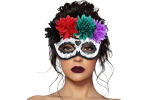 Nicute Masquerade Mask Mexican Day of the Dead Mask for Women Men Sugar Skull Flower Eyemask Fancy Carnival Party Masque
