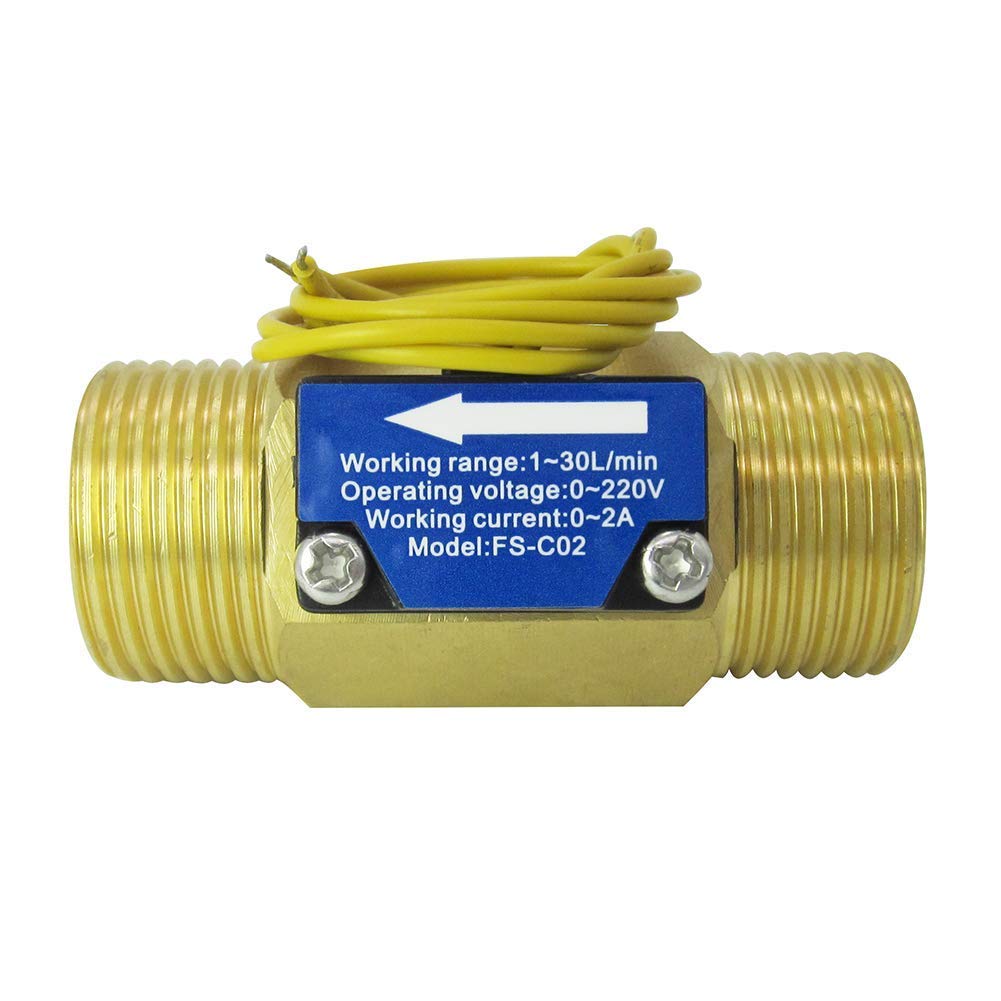 SENSTREE FS-C02 G3/4" BSP Male Thread Brass Water Flow Switch 1-30L/min, 0-2A/ 0-220V(AC or DC)