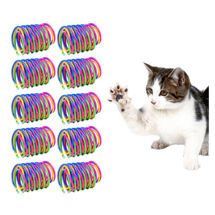 Andiker Cat Toys for Indoor Cats, 32pcs Cat Spring Toys Colorful & Durable Plastic Springs Cat Interactive Toy for Swatting, Biting, Hunting Kitten Toys to Kill Time and Release Nervousness (40pcs)