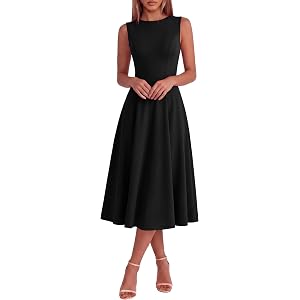 Simplee Womens Summer Sleeveless Formal Wedding Guest Midi Cocktail Dress | Crewneck Sleeveless Tank A Line Dress, Party, Spr