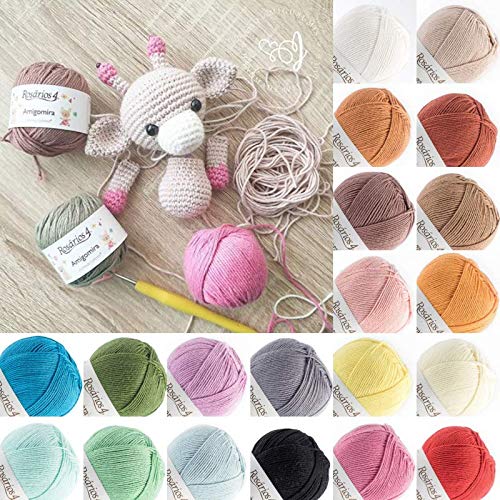 Rosários Amigurumi Crochet Yarn - 20 Multicolor Packs - 100% Cotton - 20 Assorted Colors - 400g Pack