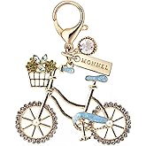 MONNEL MC435 Little Crystal Lady Bicycle Lobster Clasp Charm for Women with Velvet Bag (Green,1 Piece)