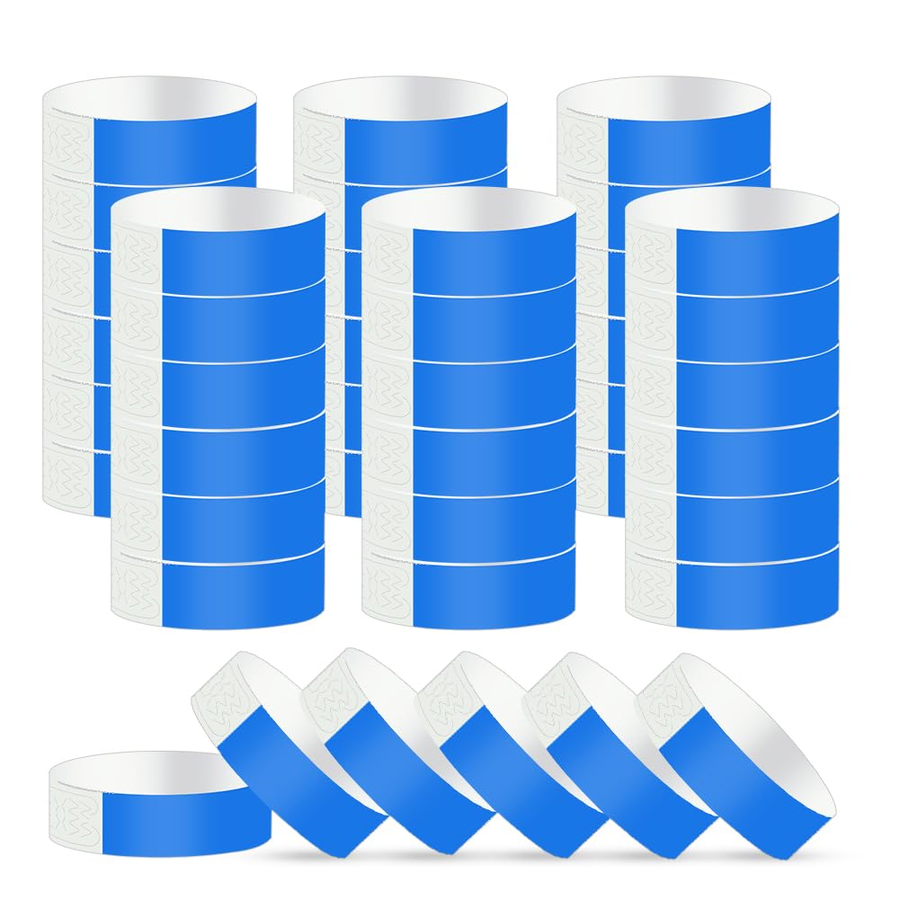 Vicloon Event Wristbands, 300pcs Paper Like Bracelets, Paper Wristbands Neon Wristbands Festival Wristbands for Events Arm Bands Party Wristbands for Events Clubs Lightweight Concert Wristbands Blue