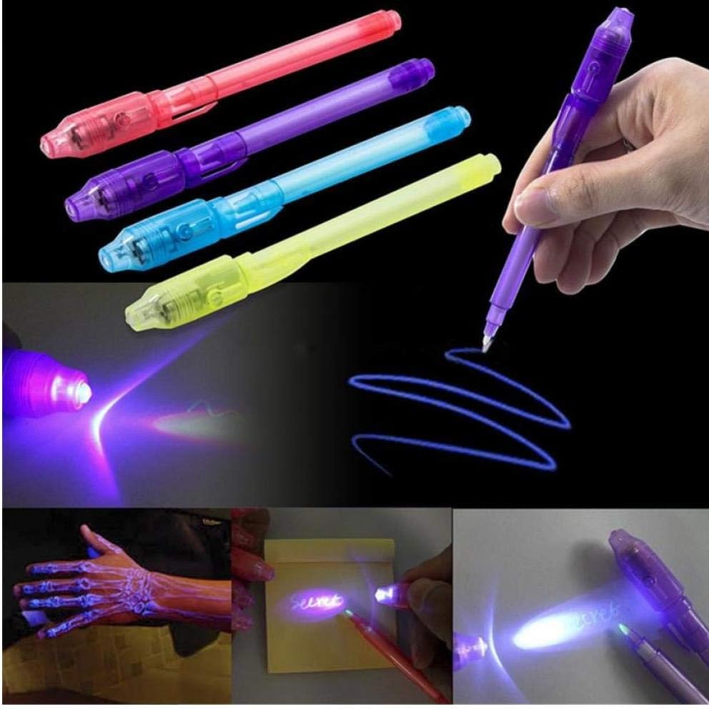 4pcs Multifunction Magic Led Lights Invisible Yanchao Light Pen 2 In 1 Uv Black Light Combination Of Creative Ink Pen Miniatures #2DQ
