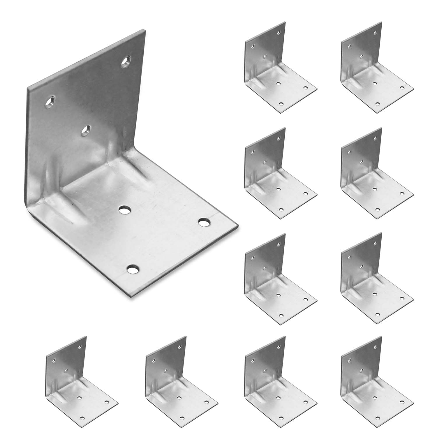 OMIDEAS 10 x Corner Brackets (60 x 60 x 60) Angle Reinforced Metal Braces Wood Timber Galvanised Steel Sheet Connecting Joining Fixing L Repair Connector