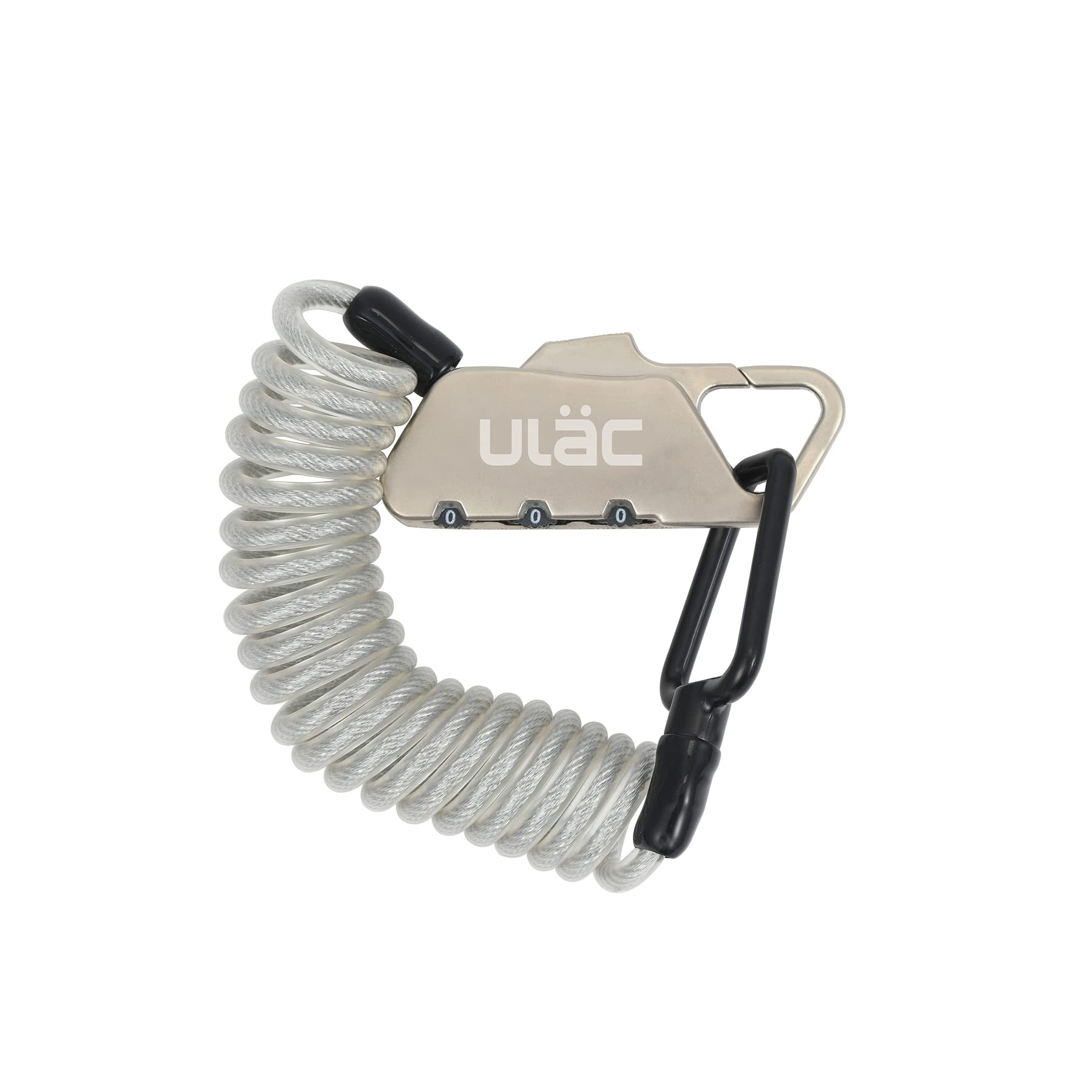 ULAC Piccadilly LTD Mini Combination Cable Lock, Helmet Lock for Bike, Bicycle, Motorcycle, e-Scooter; Small Portable Padlock for Gym Locker, Baby Stroller, Suitcase, Luggage, Gate and Fence(Silver)
