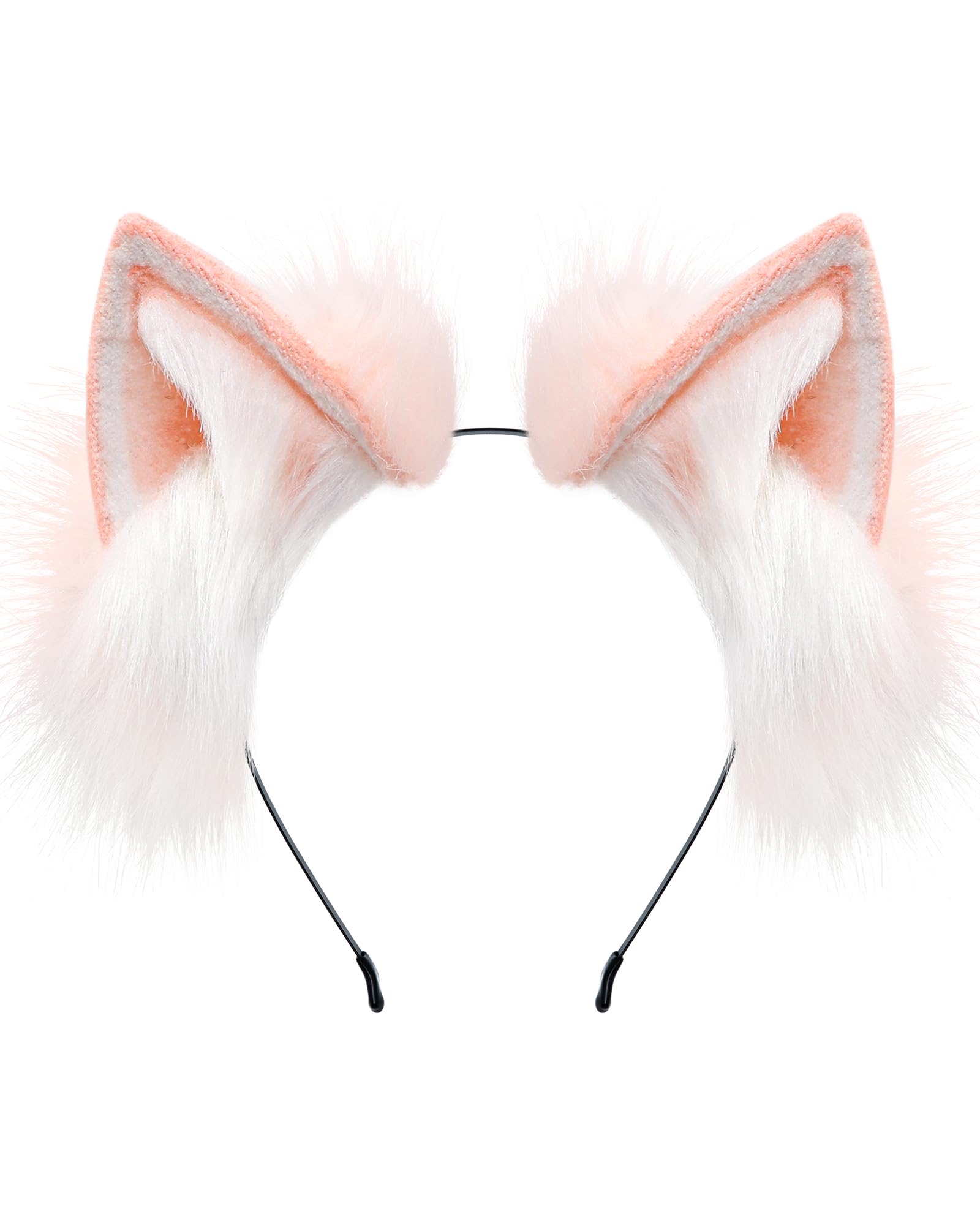 ZFKJERS Furry Fox Wolf Cat Ears Headband Adult Cosplay Costume Hair Accessory for Halloween (Pink White) — image 1