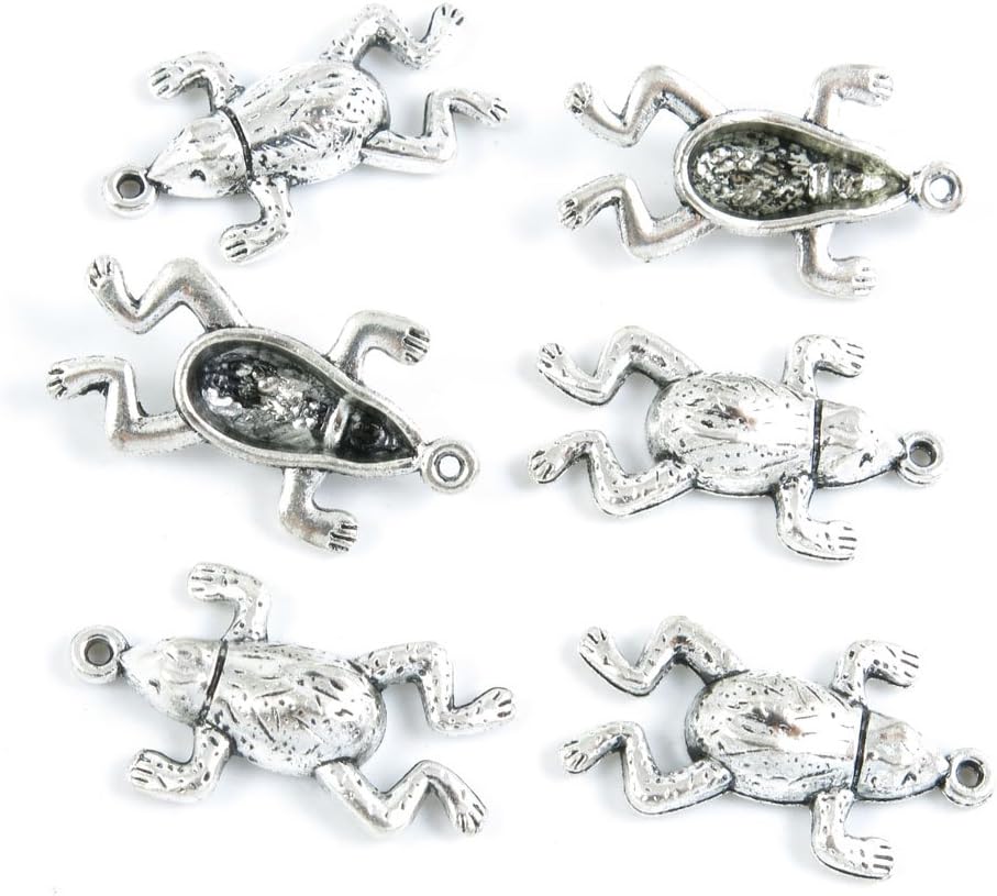 Price per 5 Pieces Antique Silver Tone Jewelry Making Charms Supply O6CK1 Frog Prince