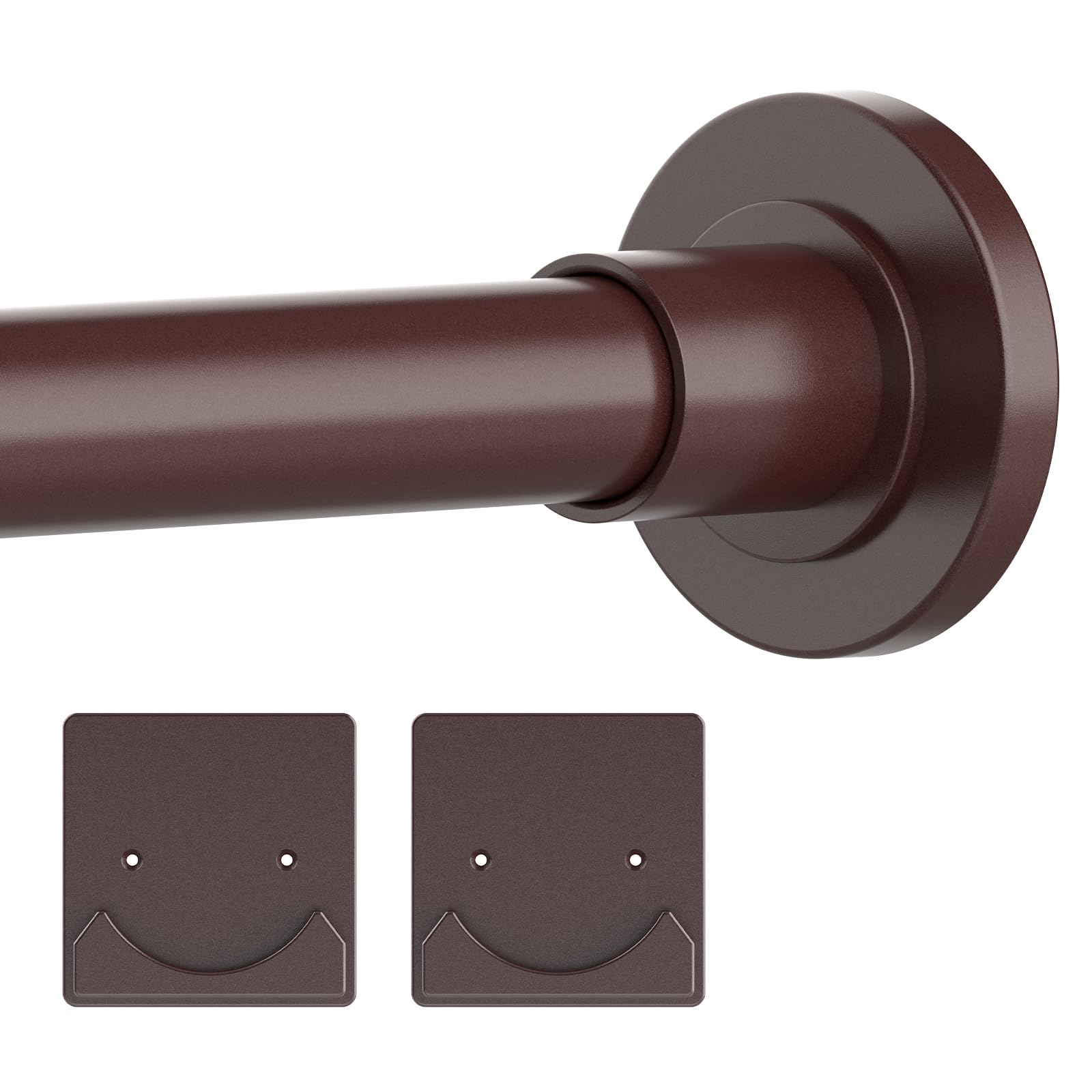 Photo 1 of Thestoa Bronze Shower Curtain Rod 30-68" with Holder, Anti-Rust, Tension Mounted, Stainless Steel, Brushed Finish