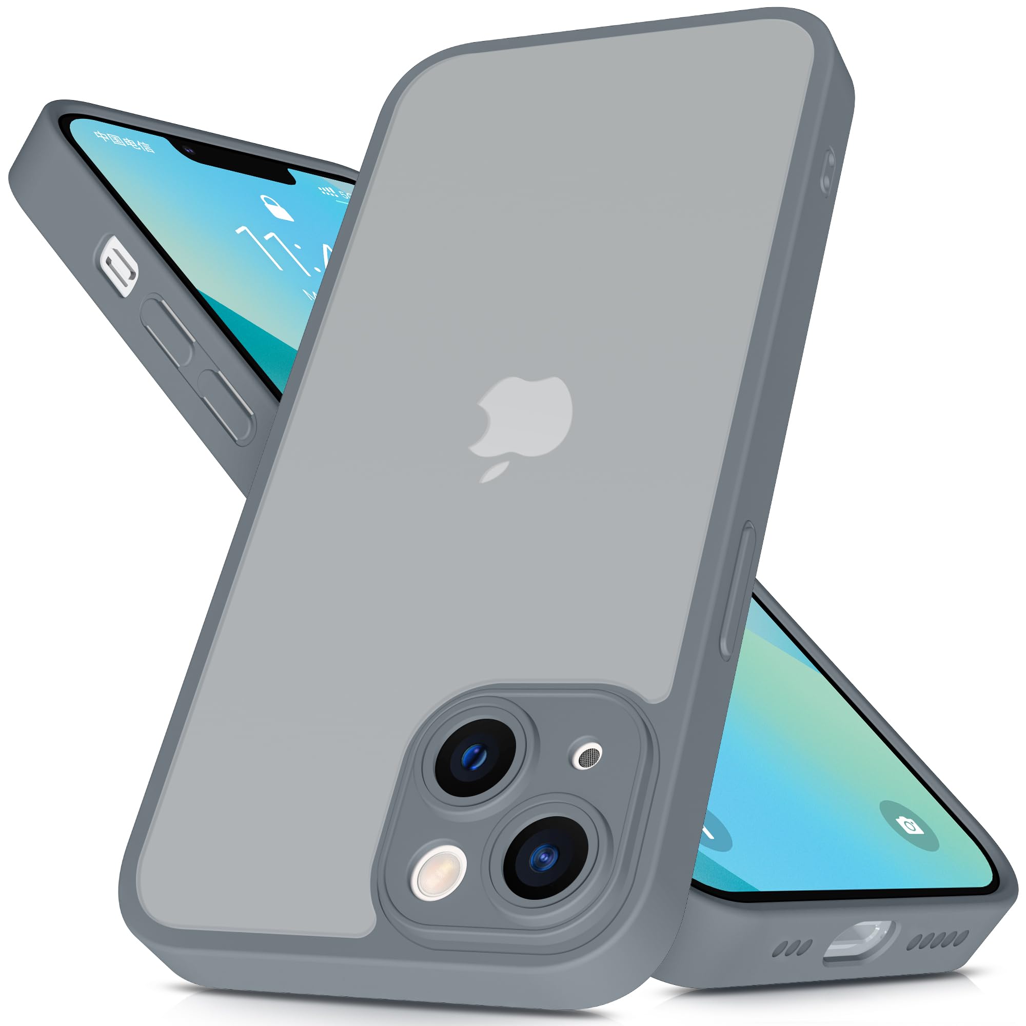 Mootobo for iPhone 13 Case 6.1-Inch, Matte Shockproof Bumper Phone Cover, Military-Grade Protection Ultra Slim 360°Full Body Frosted Translucent Back Phone case for iPhone 13(Grey) — image 1