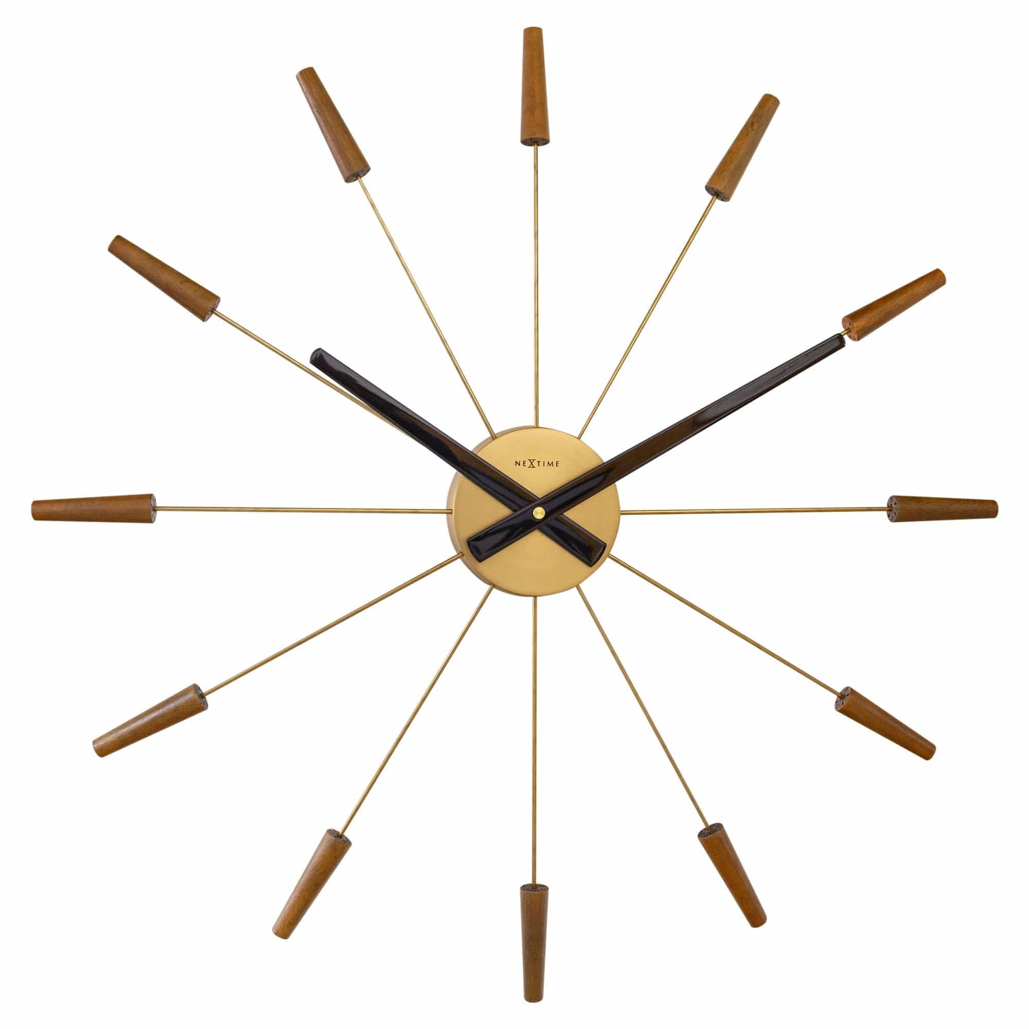 NeXtime Large Wall Clock 58 cm Silencieux Walnut Wood/Stainless Steel, Brown, One Size, 2610BR