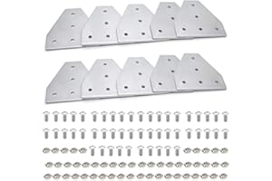 Seekliny 10pcs 2020 Bracket T Plate Connector Joint Plate T Slot Hardware V Slot Accessories 8020 Aluminum Extrusion Bracket Silver